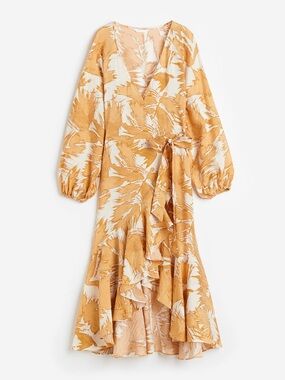H&M cream/ beige maxi wrap dress size M